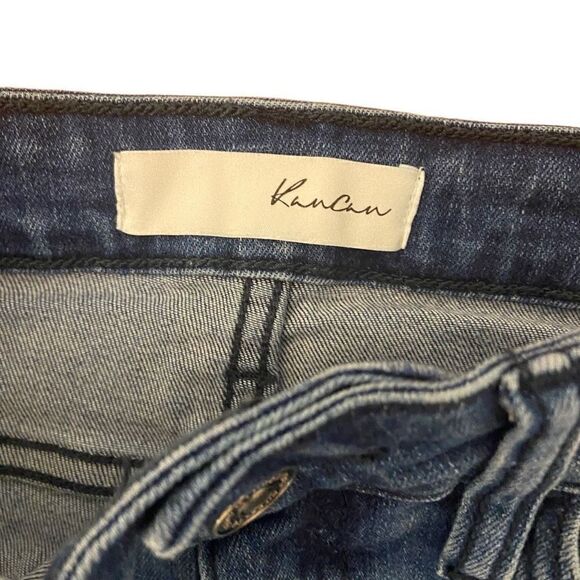 KanCan Straight Leg Cropped Jeans Ruffle Distressed Raw Hem High Rise Size 5/26 - Picture 3 of 6